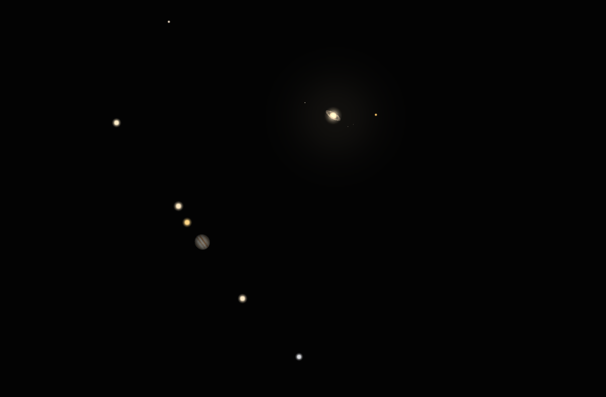 Jupiter/Saturn with satellites, screenshot from my Stellarium